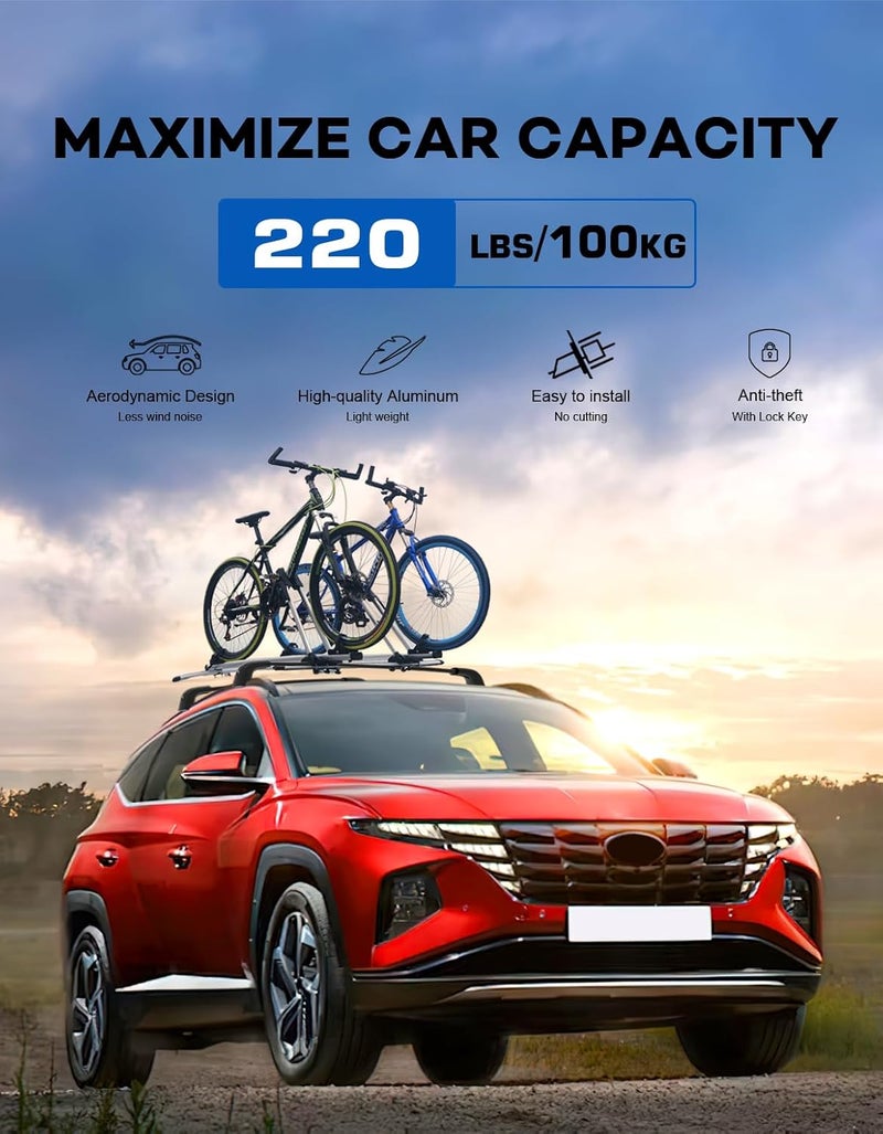 wonderdriver Roof Rack Cross Bars 220lbs Compatible with Hyundai Tucson 2016-2026 SEL/N Line/Limited, Heavy Duty Aluminum Lockable Roof Rails Crossbars Black Rooftop Cargo Carrier Luggage - Image 3